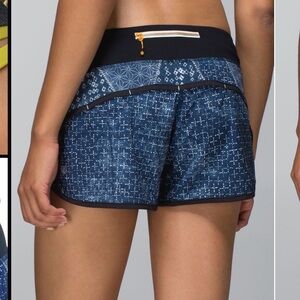 Lululemon Run: Speed Short *Sashiko Exploded Sashico Cross Inkwell Ghost / Black